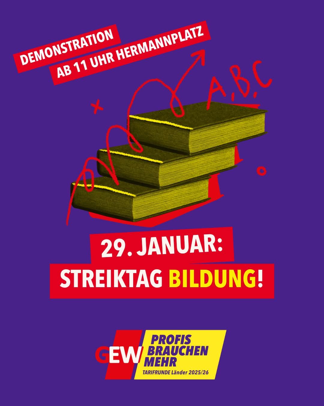 Streikbanner: 29. Januar Streiktag Bildung